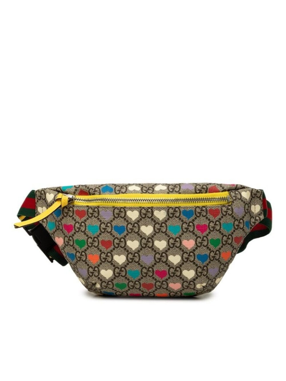 Gucci GG Supreme Children's Heart Waist Bag Beige Multicolor Leather